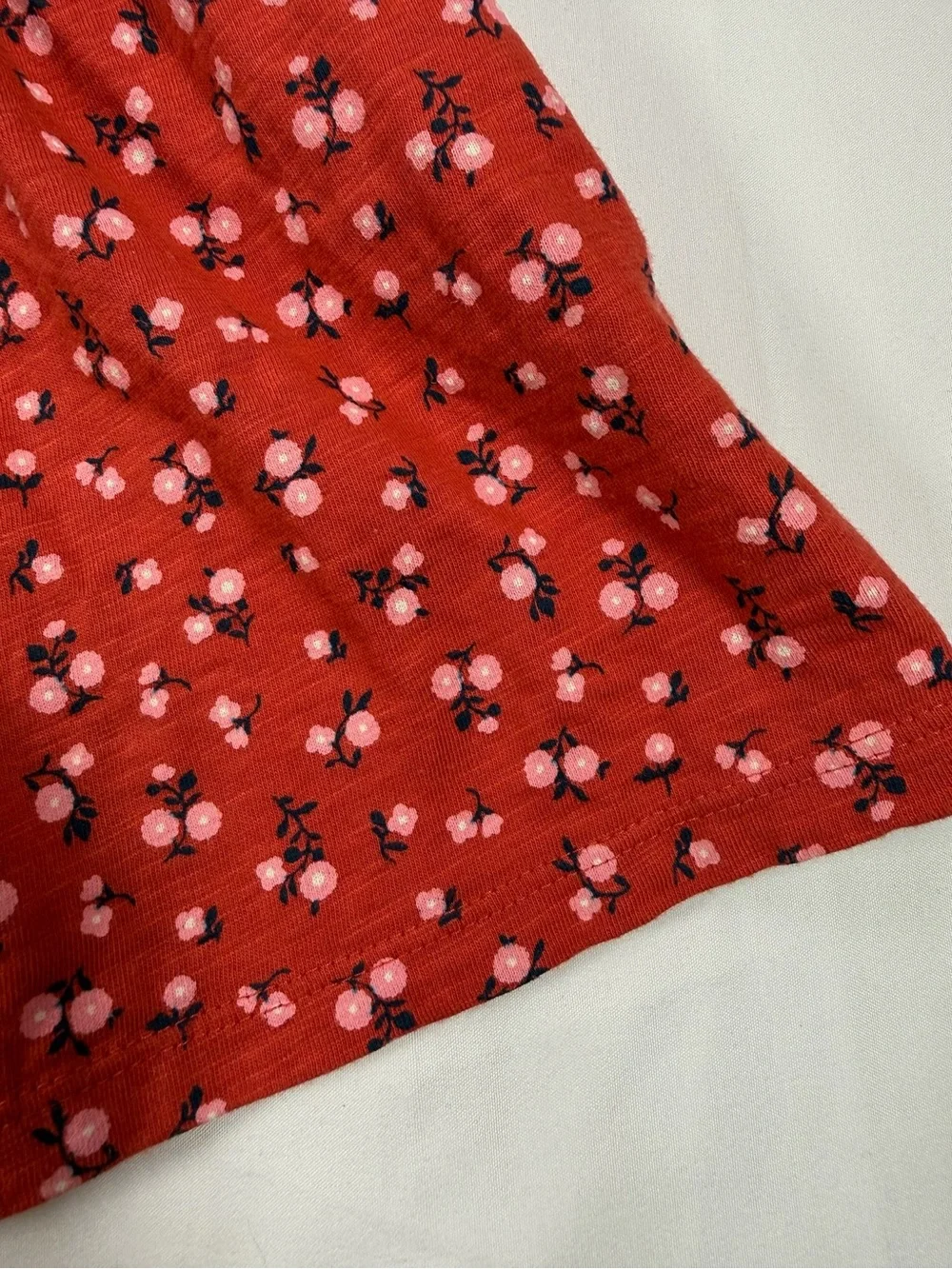 OLD NAVY Girls Smocked Tiered Dress Floral Puff Sleeve Coral Pink XL 14-16